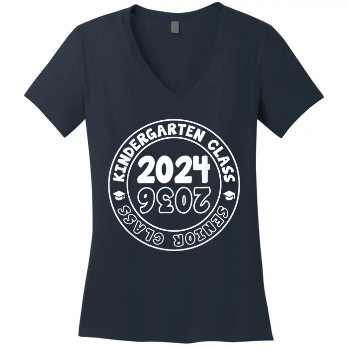 Kindergarten Graduation Class Of 2024 Senior Class Of 2036 Women's V-Neck T-Shirt