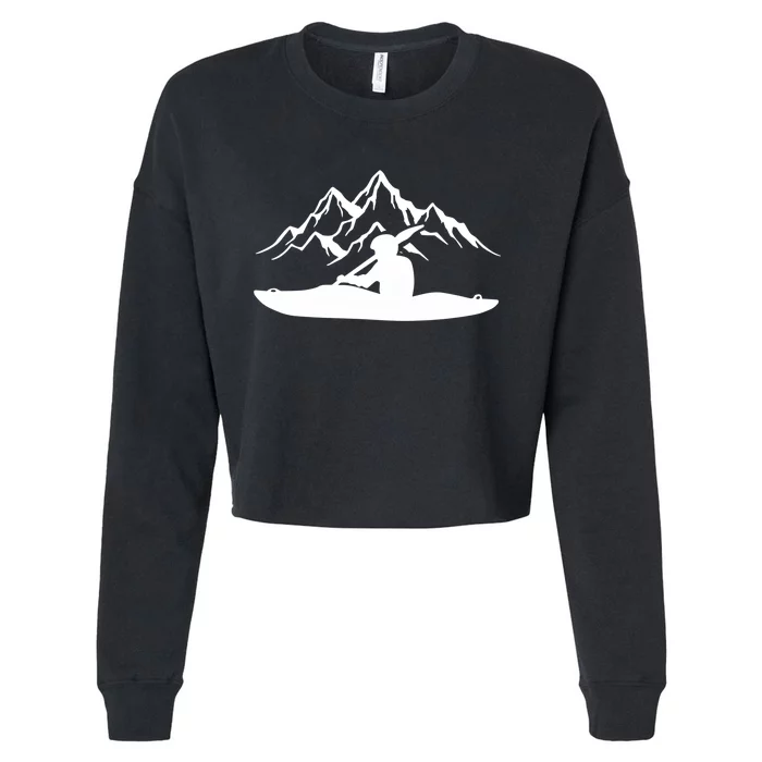 Kayaking Gift Design Outdoors Kayak And Mountains Gift Cropped Pullover Crew