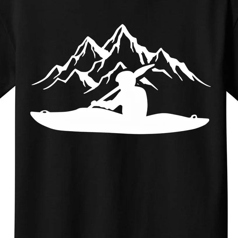 Kayaking Gift Design Outdoors Kayak And Mountains Gift Kids T-Shirt