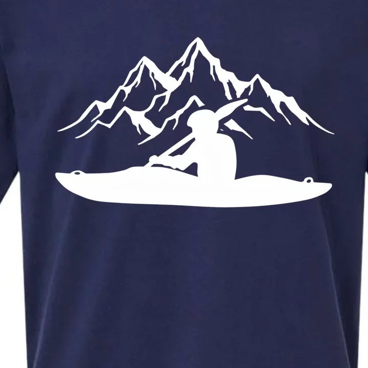 Kayaking Gift Design Outdoors Kayak And Mountains Gift Sueded Cloud Jersey T-Shirt