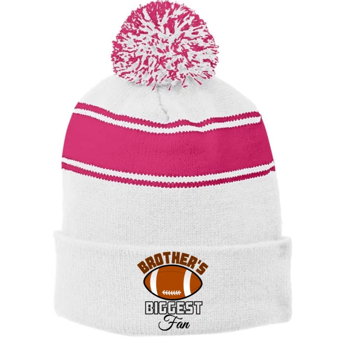 Kids Game Day American Football Brothers Biggest Fan Gift Stripe Pom Pom Beanie