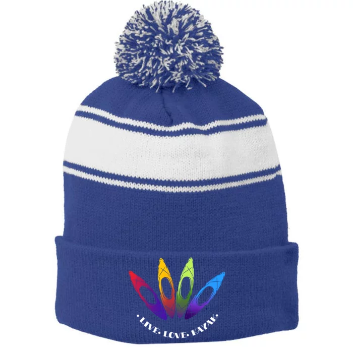 Kayaking Gift Design Outdoors I Love To Kayak Great Gift Stripe Pom Pom Beanie