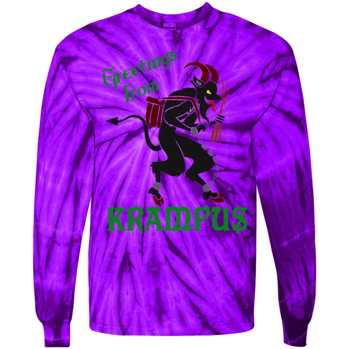 Krampus Greetings From Krampus Christmas Tie-Dye Long Sleeve Shirt