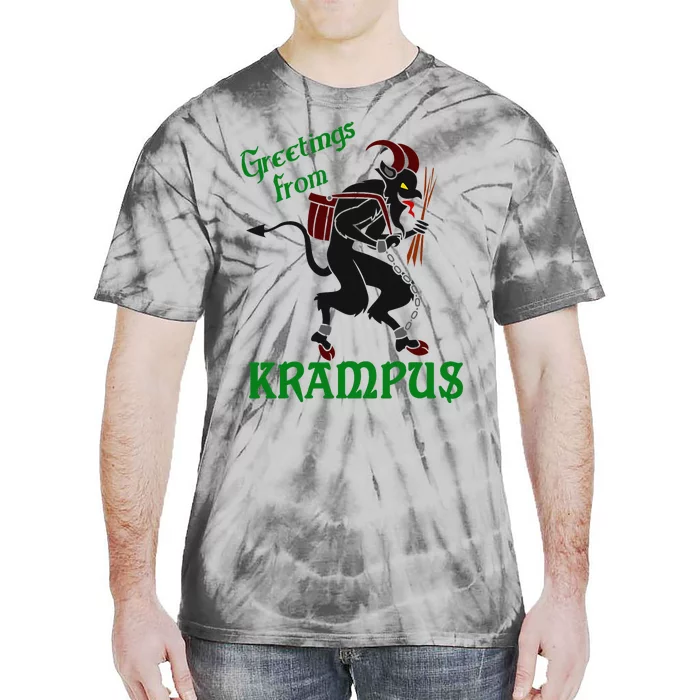 Krampus Greetings From Krampus Christmas Tie-Dye T-Shirt