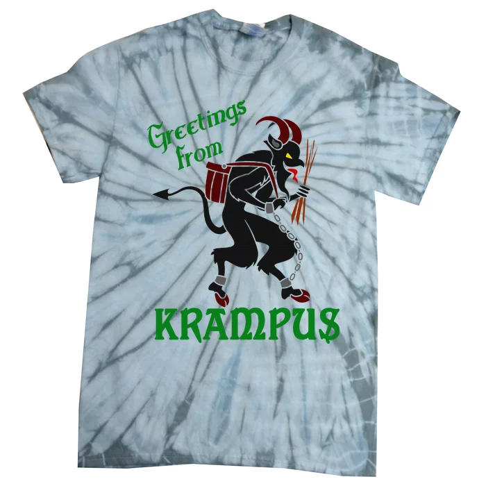 Krampus Greetings From Krampus Christmas Tie-Dye T-Shirt