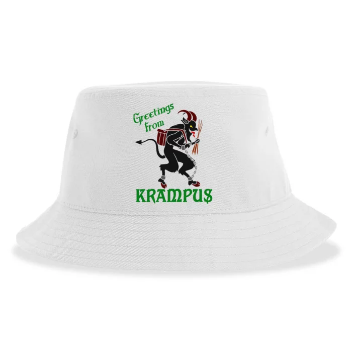 Krampus Greetings From Krampus Christmas Sustainable Bucket Hat