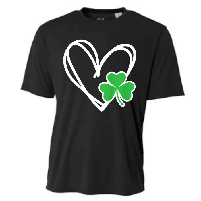 Kids Girls Heart St Patricks Day Shamrock Irish Cooling Performance Crew T-Shirt