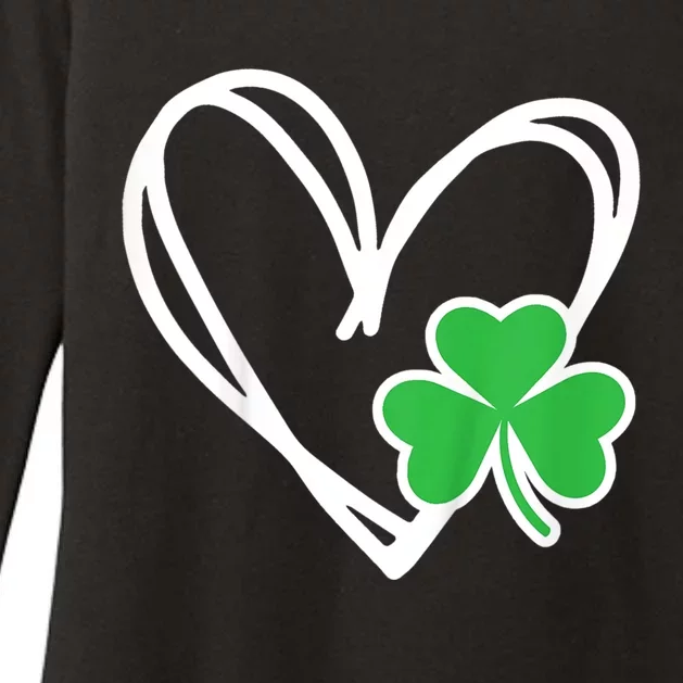 Kids Girls Heart St Patricks Day Shamrock Irish Womens CVC Long Sleeve Shirt