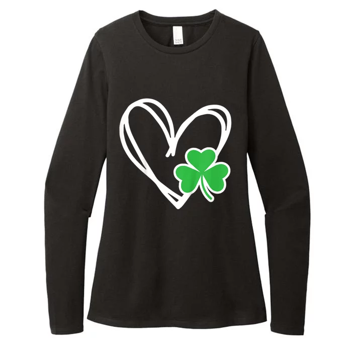 Kids Girls Heart St Patricks Day Shamrock Irish Womens CVC Long Sleeve Shirt