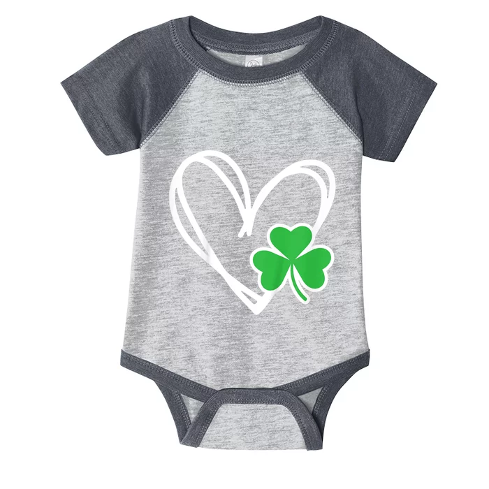 Kids Girls Heart St Patricks Day Shamrock Irish Infant Baby Jersey Bodysuit