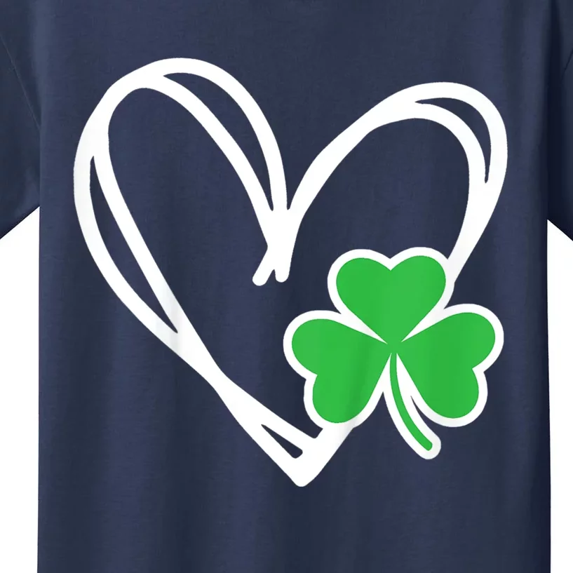 Kids Girls Heart St Patricks Day Shamrock Irish Kids T-Shirt