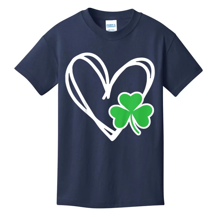 Kids Girls Heart St Patricks Day Shamrock Irish Kids T-Shirt