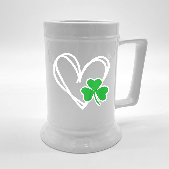 Kids Girls Heart St Patricks Day Shamrock Irish Front & Back Beer Stein