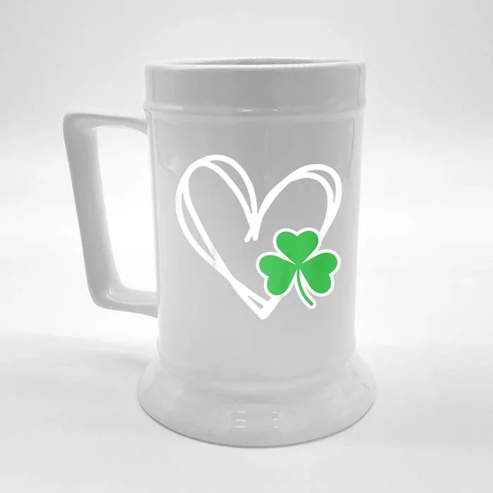 Kids Girls Heart St Patricks Day Shamrock Irish Front & Back Beer Stein