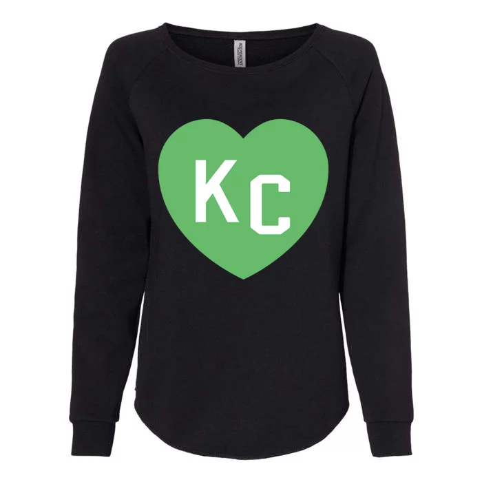 Kc Green Heart Kc Kansas City Green 2 Letter Kc Hearts Kc Funny Gift Womens California Wash Sweatshirt