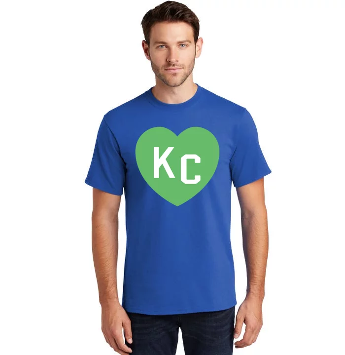 Kc Green Heart Kc Kansas City Green 2 Letter Kc Hearts Kc Funny Gift Tall T-Shirt