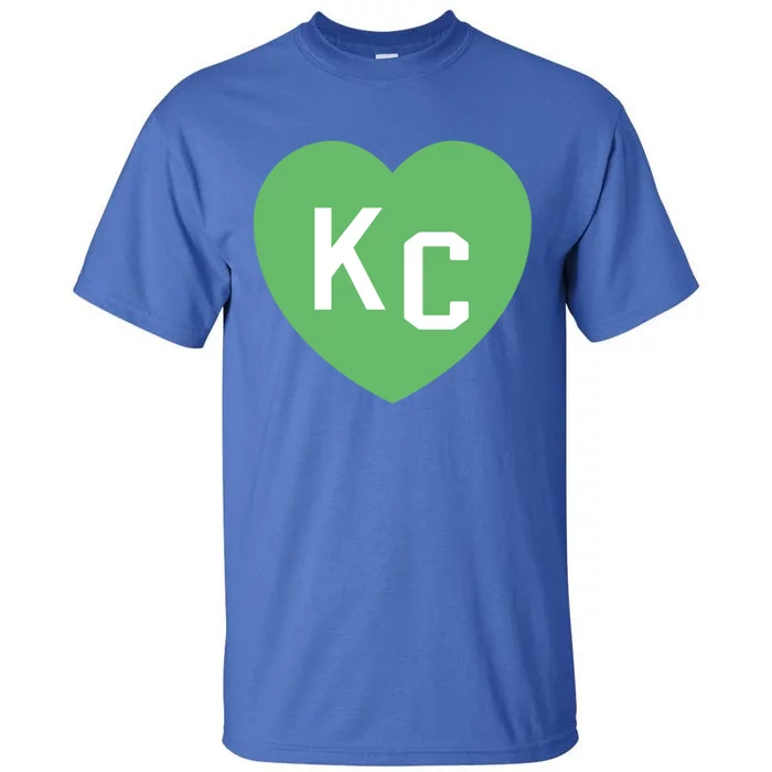 Kc Green Heart Kc Kansas City Green 2 Letter Kc Hearts Kc Funny Gift Tall T-Shirt