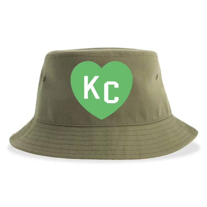 Kc Green Heart Kc Kansas City Green 2 Letter Kc Hearts Kc Funny Gift Sustainable Bucket Hat