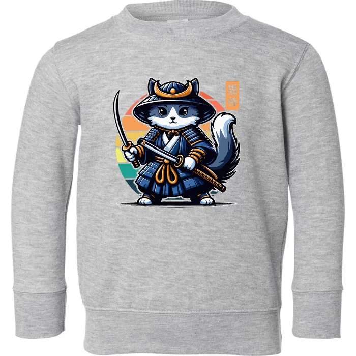 Kawaii Graphic Japanese Anime Manga Samurai Ninja Cat Toddler Sweatshirt