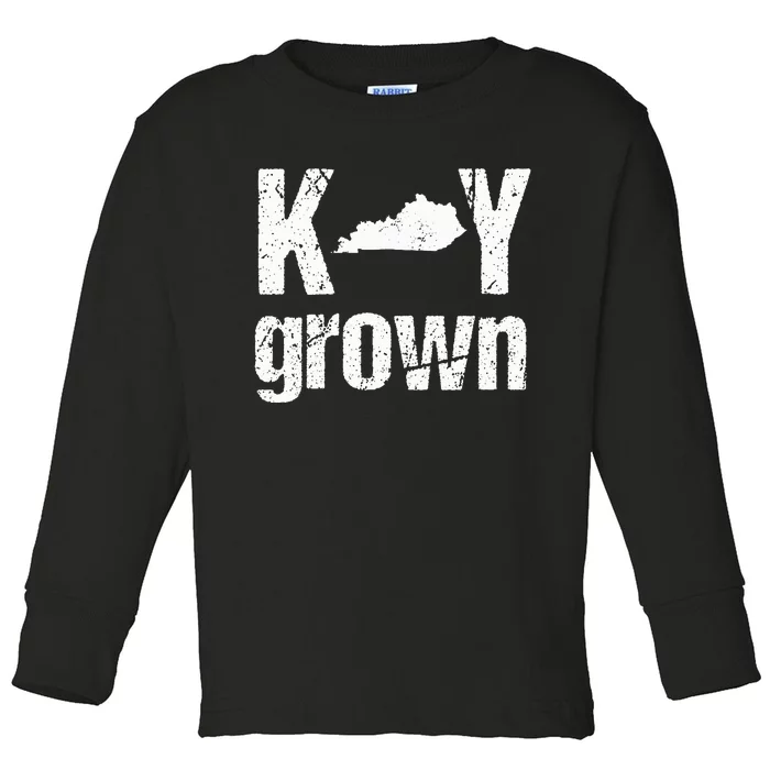 Kentucky Grown Ky Home State Distressed Toddler Long Sleeve Shirt