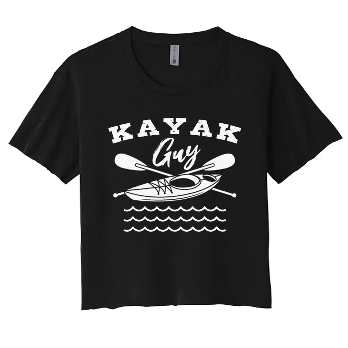 Kayak Guy Kayaking Paddling Racing Kayaker Fishing Women's Crop Top Tee