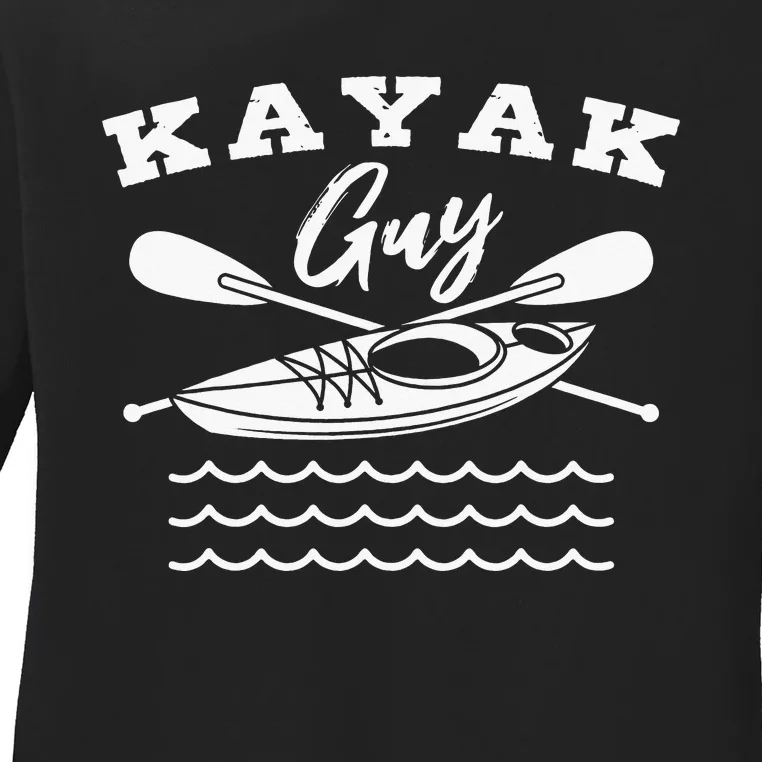 Kayak Guy Kayaking Paddling Racing Kayaker Fishing Ladies Long Sleeve Shirt