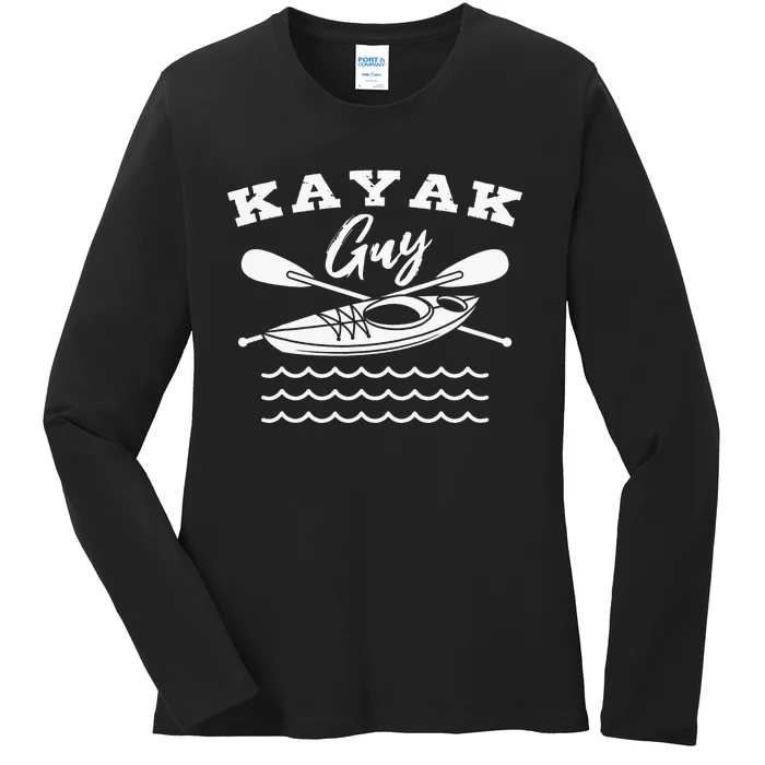 Kayak Guy Kayaking Paddling Racing Kayaker Fishing Ladies Long Sleeve Shirt