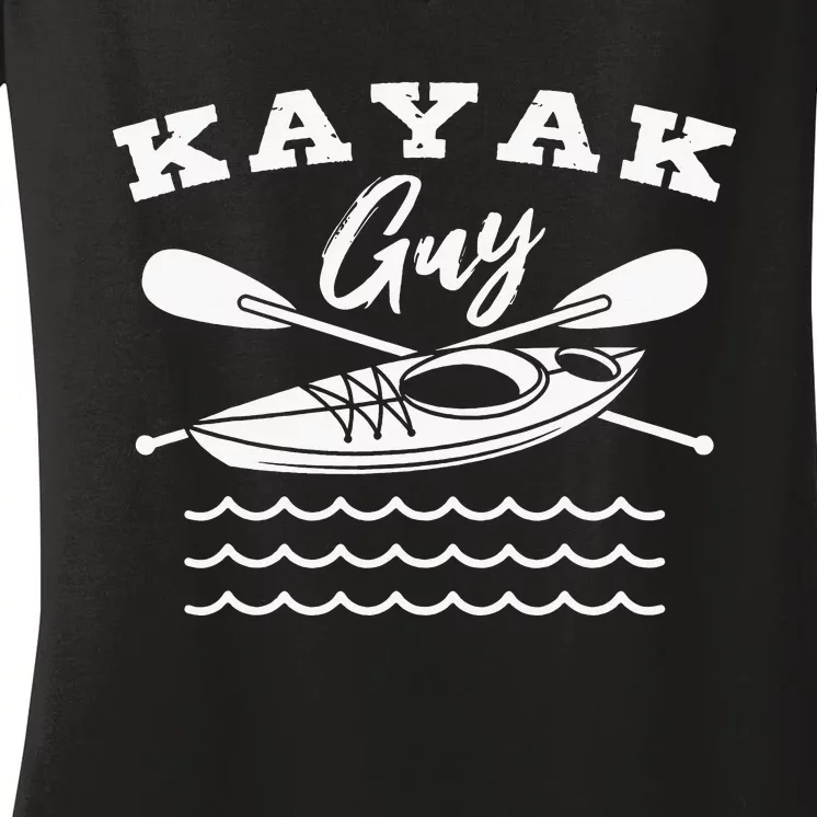 Kayak Guy Kayaking Paddling Racing Kayaker Fishing Women's V-Neck T-Shirt