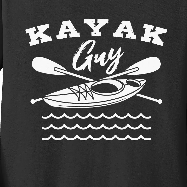 Kayak Guy Kayaking Paddling Racing Kayaker Fishing Kids Long Sleeve Shirt