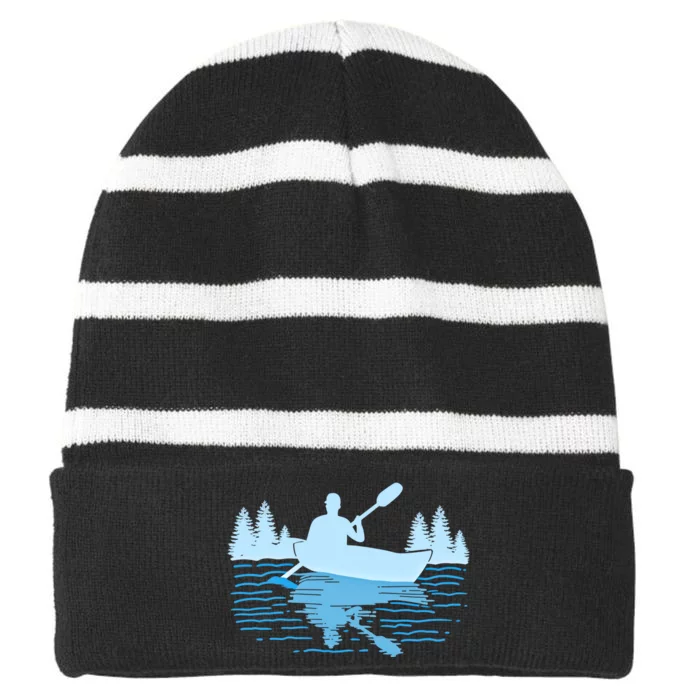 Kayaking Gift Kayak At Sunset Cool Gift Striped Beanie with Solid Band