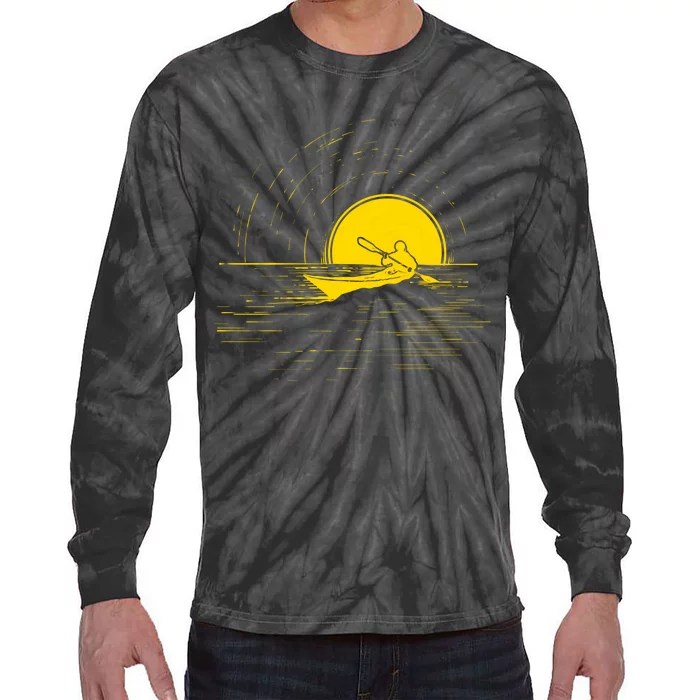 Kayaking Gift Kayak Sunset Cool Gift Tie-Dye Long Sleeve Shirt