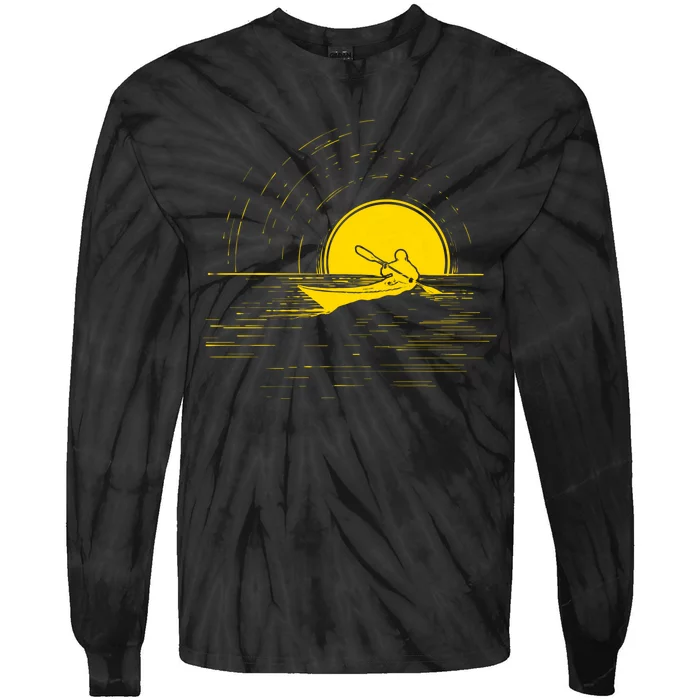 Kayaking Gift Kayak Sunset Cool Gift Tie-Dye Long Sleeve Shirt