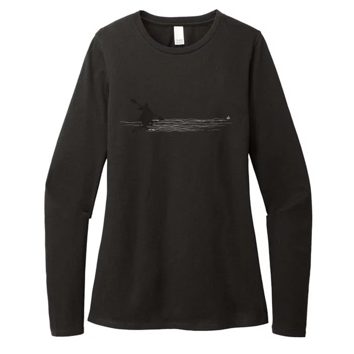 Kayaking Graphic Kayak Silhouette Kayaker Canoe Paddling Womens CVC Long Sleeve Shirt