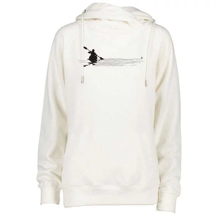 Kayaking Graphic Kayak Silhouette Kayaker Canoe Paddling Womens Funnel Neck Pullover Hood