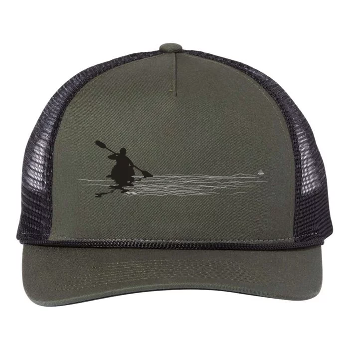 Kayaking Graphic Kayak Silhouette Kayaker Canoe Paddling Retro Rope Trucker Hat Cap