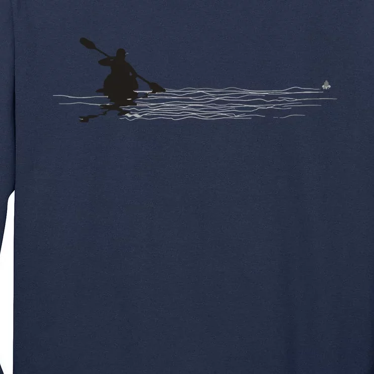 Kayaking Graphic Kayak Silhouette Kayaker Canoe Paddling Tall Long Sleeve T-Shirt