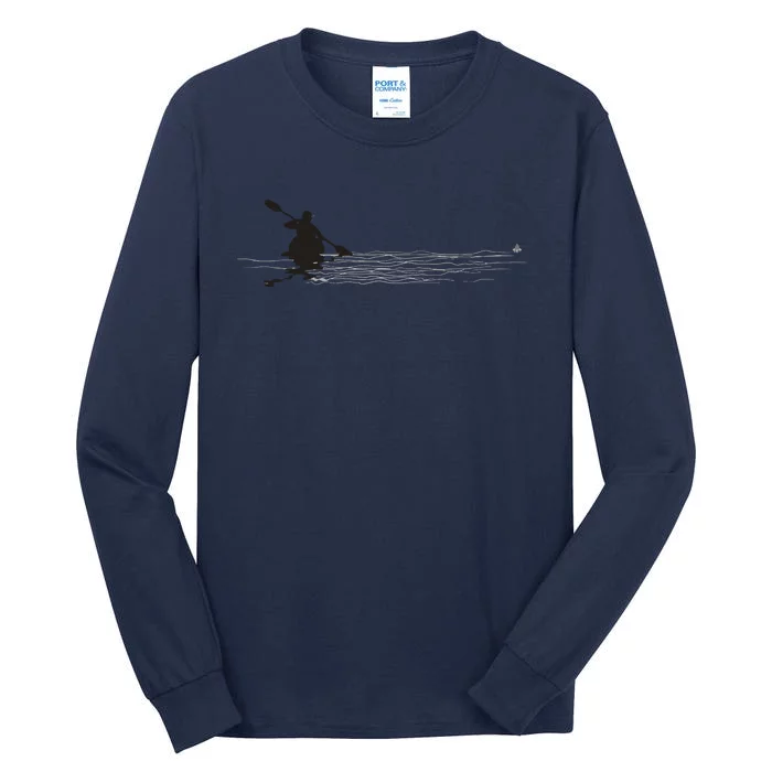 Kayaking Graphic Kayak Silhouette Kayaker Canoe Paddling Tall Long Sleeve T-Shirt