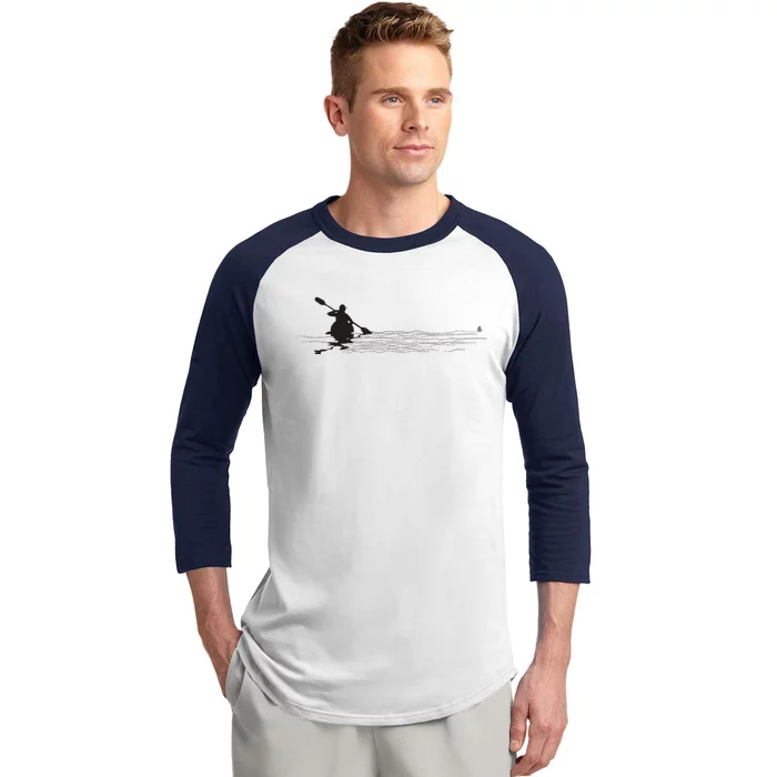 Kayaking Graphic Kayak Silhouette Kayaker Canoe Paddling Baseball Sleeve Shirt