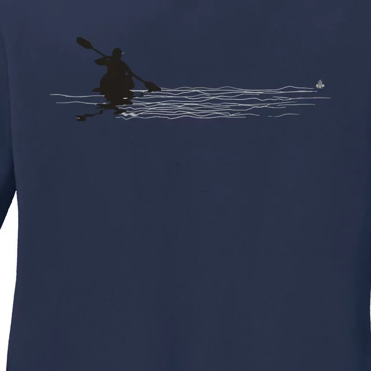 Kayaking Graphic Kayak Silhouette Kayaker Canoe Paddling Ladies Long Sleeve Shirt