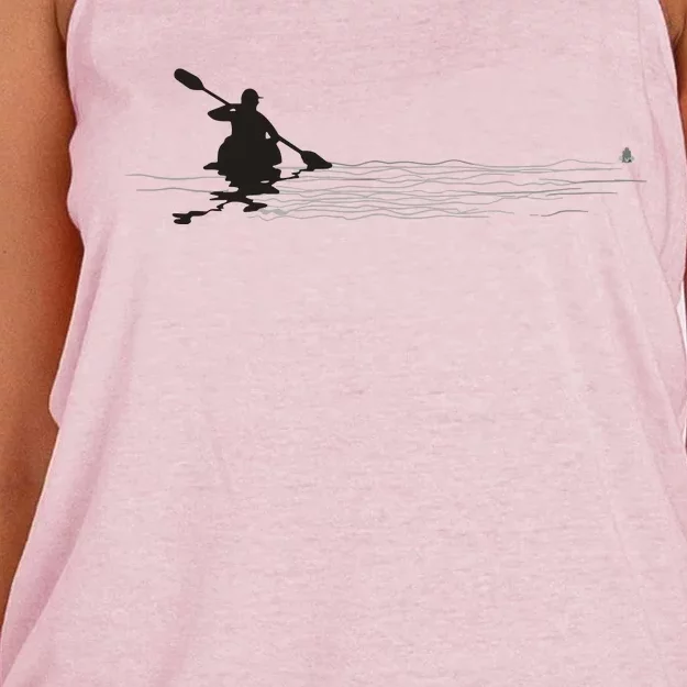 Kayaking Graphic Kayak Silhouette Kayaker Canoe Paddling Women's Knotted Racerback Tank