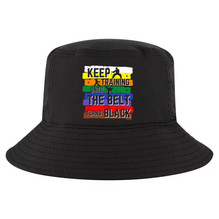 Karate Gifts Keep Training Until The Belt Turns Black Cool Comfort Performance Bucket Hat