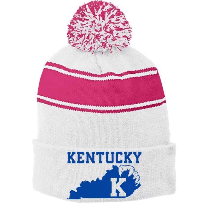 Kentucky Graphic Last Name Kentucky Retro Classic Kentucky Stripe Pom Pom Beanie