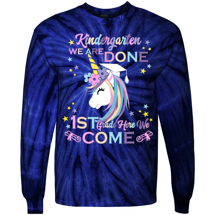 Kindergarten Graduation Magical Unicorn Tie-Dye Long Sleeve Shirt