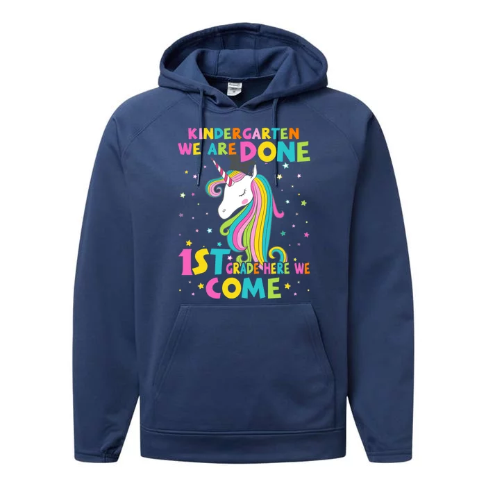 Kindergarten Graduation Magical Unicorn 1St Grade We Come Gift Performance Fleece Hoodie