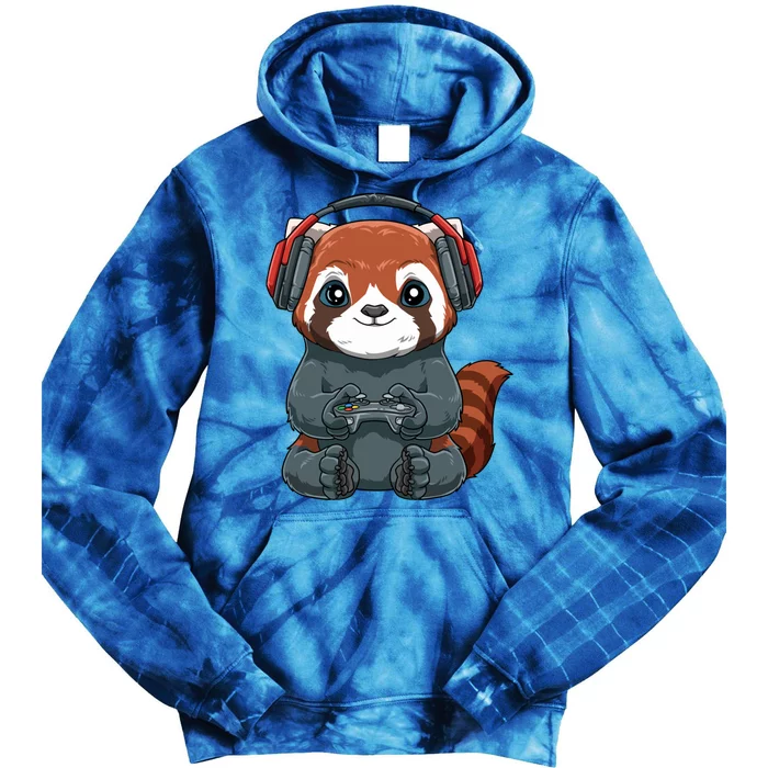 Kawaii Gamer Red Panda Online Gaming Video Games Anime Gift Tie Dye Hoodie