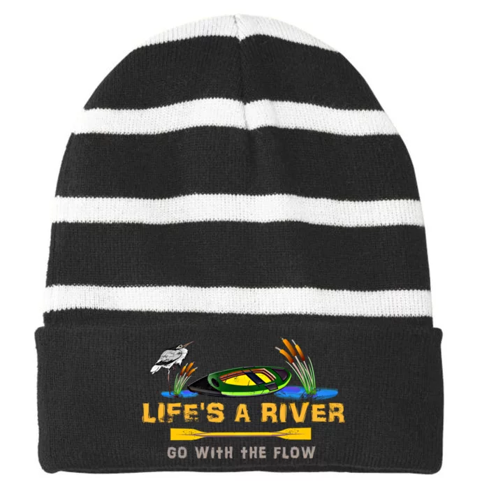 Kayak Gift River Kayaking Cute Gift LifeS A River Outdoor Striped Beanie with Solid Band