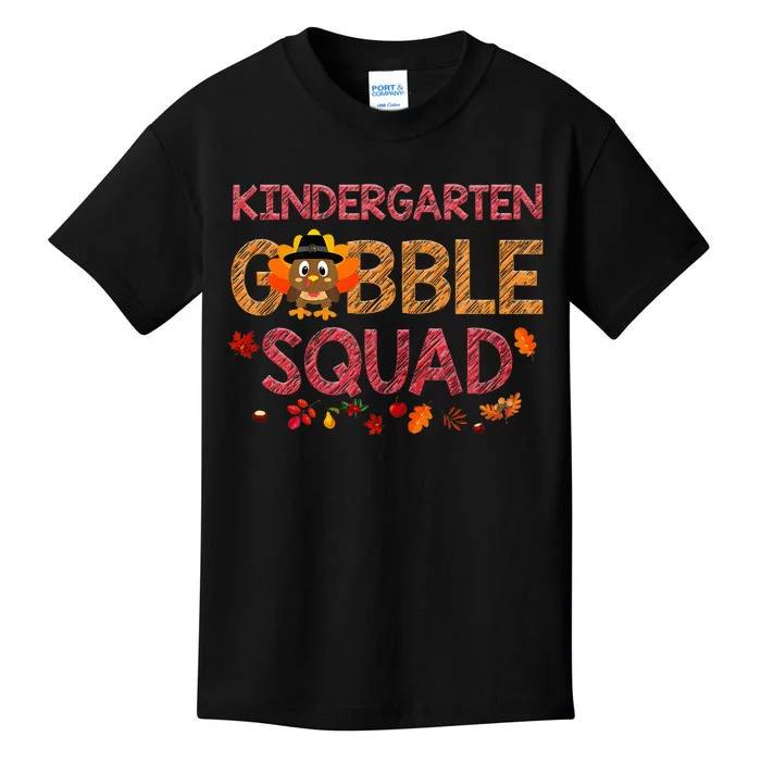 Kindergarten Gobble Squad Turkey Thanksgiving Kids T-Shirt