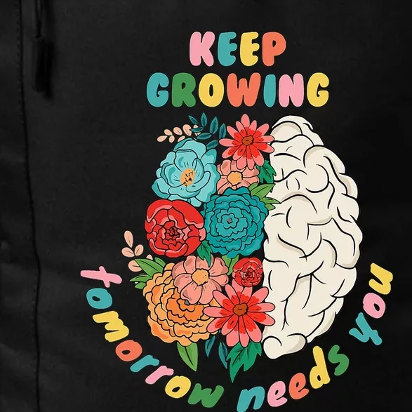 Keep Growing The World Needs You Mental Health Floral Daily Commute Backpack