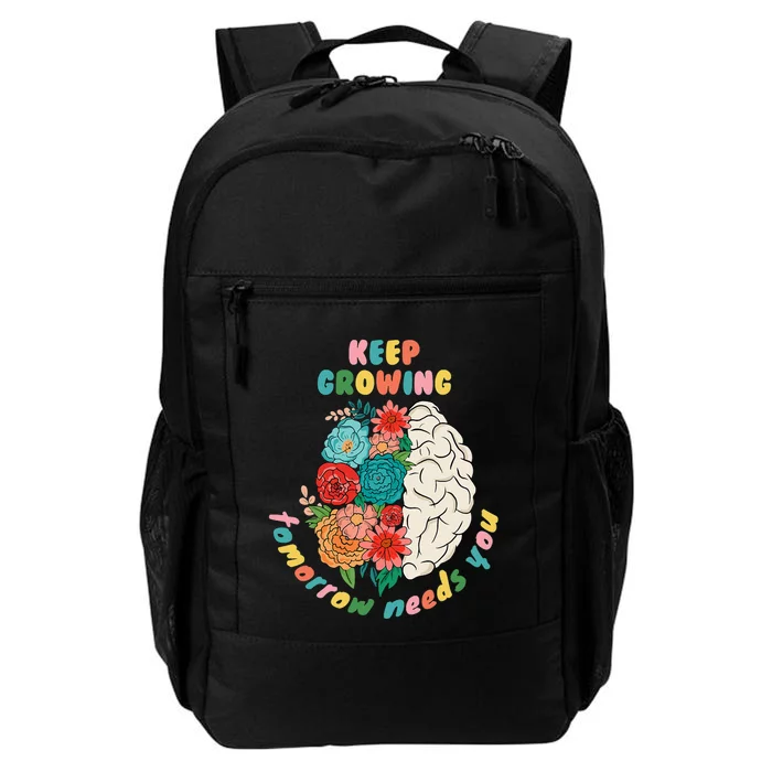 Keep Growing The World Needs You Mental Health Floral Daily Commute Backpack