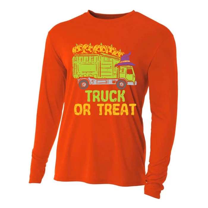 Kids Garbage Truck Pumpkins Baby Boy Halloween Kids Cooling Performance Long Sleeve Crew